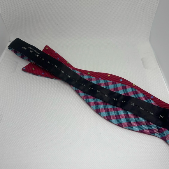 Plaid Bow Tie with Red and Blue Accents men’s bow tie - Picture 4 of 4